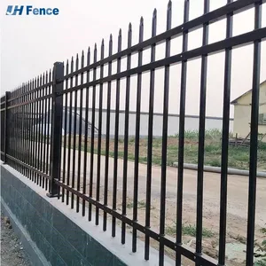 Black Metal Steel Picket Fence Panel for Outdoor Garden Security Trellis & Gates thumbnail-1