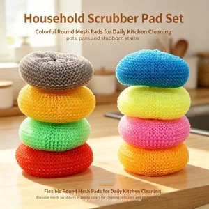Reinforced Spherical Plastic Metal Scrubber Ball Anti‑Deform Kitchen Cleaning Ball Wholesale thumbnail-2