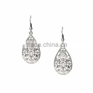Fine Fantasy Rodium Plated Jewelry Rhinestone Paved Hollow Out Drop Earrings thumbnail-3