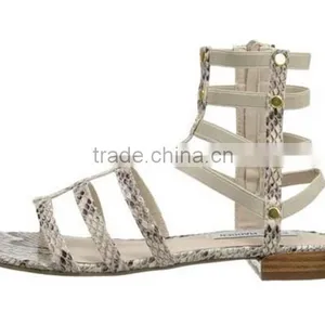 Wholesale Leather Shoes Ankle Sandal Boot Snake Print Cut Out Flat Sandal thumbnail-3