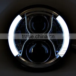 Ultra Bright Waterproof Round 7" HID LED Projector Head Light for Motorcycle Harley Davidson thumbnail-6