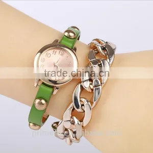 Women Steel Crude Chain Rivet Wrist Quartz Watch Bracelet thumbnail-2