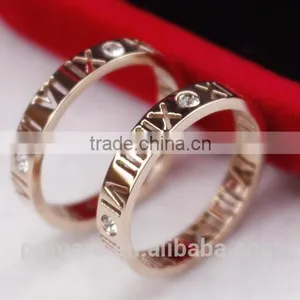 2016 New Pattern Roman Number Finger Rings Stainless Steel Fashion Jewelry Brand Rose Gold For Women thumbnail-3