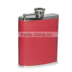 Logo Customized Wooden Leather Cover Stainless Steel Hip Flask thumbnail-4