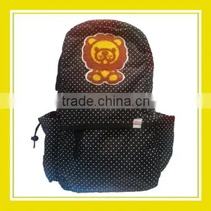 2016 New Arrival Products Bros Baby Lion White Dotted Black Nylon Waterproof School Backpack thumbnail-1