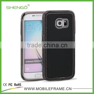 2015 Design Diamond Metal and PU Leather Mobile Phone Cases for Samsung S6 Edge thumbnail-3