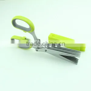 Stainless Steel 5 Blades Herb Shears With Cleaning Comb Cover thumbnail-2