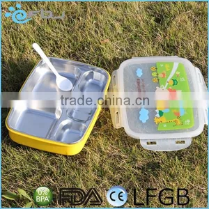 ~ 5 Compartment Stainless Steel Insulated Bento Container With Handle for Kids thumbnail-1