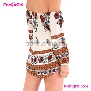 Fashion Bohemia Printed Romper One Shoulder Jumpsuit thumbnail-5