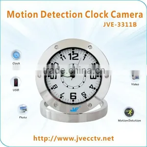 JVE-3311B Table Clock Vedio Recorder Dvr Camra Stainless Steel Alarm Clock Camera Motion Detection for Home Security thumbnail-1