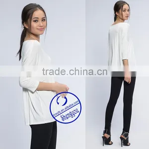 2015 China Supplier Custom Fashion Three Quarter Sleeve Women Blank t Shirt Wholesale thumbnail-2