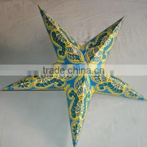 Glitter Printed Paper Star Lamps Indian thumbnail-1