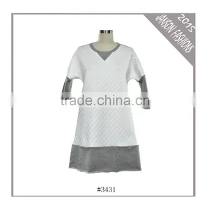 2015 Winter Fashion Embossed Ladies Casual Scuba Dress With Dropped Shoulder Sleeve thumbnail-1