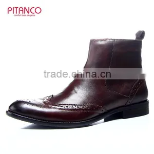 British Style Brush Color Cowhide Brogues Mens Boots thumbnail-1