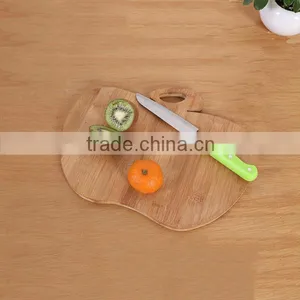 100% Natural Bamboo Apple Shape Cutting Board Fruit Vagetable Chopping Block Wirh Holder thumbnail-1