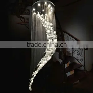 Indoor K9 Crystal Modern Lamps Suspended Spiral Stair Chandelier Lighting thumbnail-2