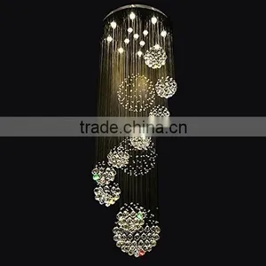 Silver Frame Crystal Raindrop Stair Long Chandeliers Light 92032 thumbnail-4