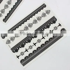 Martial Arts Fans Black Water Transfer Temporary Bridal Lace White Sexy Durable Tattoo Sticker thumbnail-5