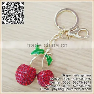 Factory Cheap Sale Fashion Key Ring Jewelry Artificial Cherry Keychain For Decoration thumbnail-1