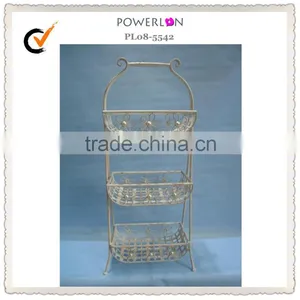 3-Tier Wrought Iron Basket Fruit Vegetable For Sundry Counter Holder Container thumbnail-1