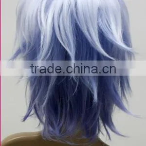 Blue Short Hair Wig 150% Density European Hair Full Lace Kinky Straight Wig thumbnail-3