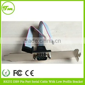 1 Port 16in DB9 Serial Port Bracket to 10 Pin Header - Low Profile or Long Profile thumbnail-1