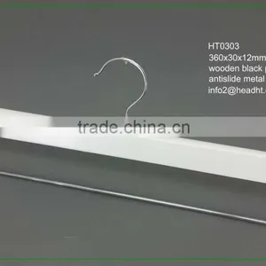 High-Grade Solid Wood Toursers Hangers, White Finished Pant Hanger With Metal Bar thumbnail-1