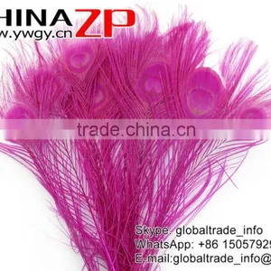 ZPDECOR Leading Supplier Wholesale Cheap Full Eye Dyed Hot Pink Long Peacock Tail Feathers for Sale thumbnail-2