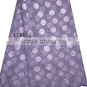 African Organza Lace With Sequins Embroidery CL8174-5purple thumbnail-1