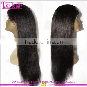 Indian Remy Human Hair Wigs Light Italian Yaki Straight Lace Front Wigs With Baby Hair 130% Density Yaki Wigs thumbnail-3