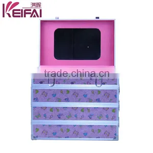 Personalized Lockable Hardshell Pink Makeup Boxes With Compartments thumbnail-4