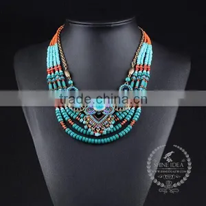 High Quality Vintage Beads Chunky Statement Necklace Tin Alloy Fashion Women Pendant Necklace 6390156 thumbnail-1