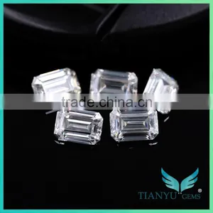 China Factory Manufacturing Gemstone 10x8mm Emerald Cut Moissanite Band thumbnail-5