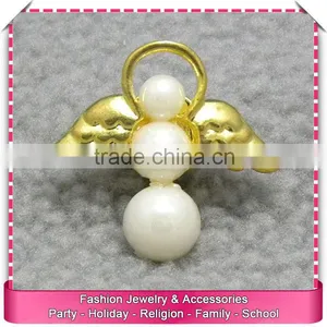 Angle Shaped Imitation Pearl Brooch, Fashion Imitation Gold Brooch Wholesale thumbnail-1
