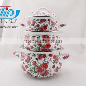 3 PCS ENAMEL CASSEROLE FULL OF FLOWER thumbnail-1