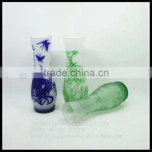 Modern Hand Cut Overlay Single Flower Crystal Glass Vase/red Green thumbnail-2