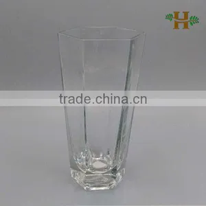 Factory Price Clear Hexagon Glass Flower Vase thumbnail-2