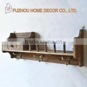 Bathroom Shelves,wood Towel Racks With Hooks thumbnail-2