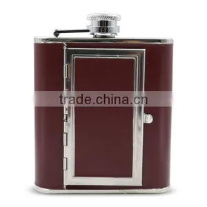 Stainless Steel Wine Bottle , Leather Hip Flasks thumbnail-1