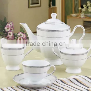 Fine Royal Porcelain Silver Decal Tea Set Polular Ceramic Tea Set thumbnail-1