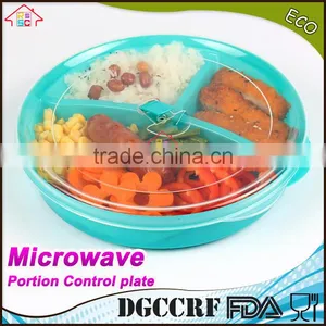 NBRSC New Design Microwave Plastic Food Storage Tray Containers 3 Compartment Divided Plates With Vented Lid thumbnail-1