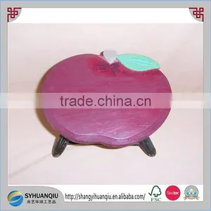 Country Red Apple Wooden Step Stool Home Decor Accent Green Legs thumbnail-1