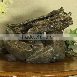 Fallen Log on River Rock Tabletop Fountain With LED Lights thumbnail-1
