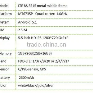 LTE8S5515 5.5 Inch CNC Metal Frame Mobile Phone Wholesale thumbnail-2