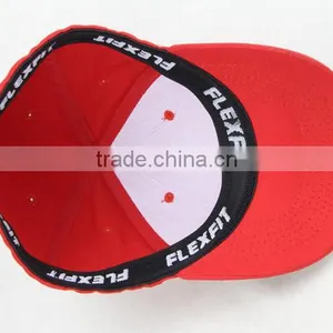 Red Cotton 6 Panel Unisex Custom Fitted Flex Fit/flexfit Baseball Caps and Hats Embroidered thumbnail-5