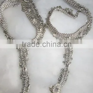 Antique Silver Payal ANKLETS Pair Feet Bracelet Toe Ring thumbnail-1