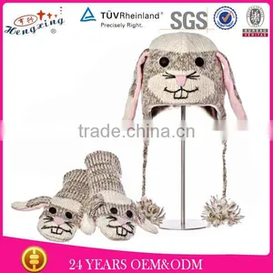 Knitted Winter Plush Fluffy Adult Sock Bunny Earflap Animal Hat thumbnail-1