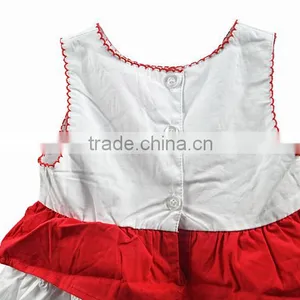 Latest Baby Cotton Frocks Designs Sleevess Tiered Bow Kids Dress thumbnail-3