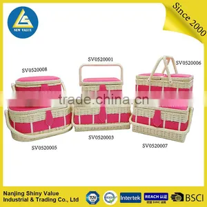 Full Cotton Fabric Covering Single Handle Oval Household Storage Basket thumbnail-4