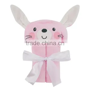 Newborn Baby Blanket Bath Towel Bathrobe Cute Animals Hat Cotton Baby Security Blanket thumbnail-4